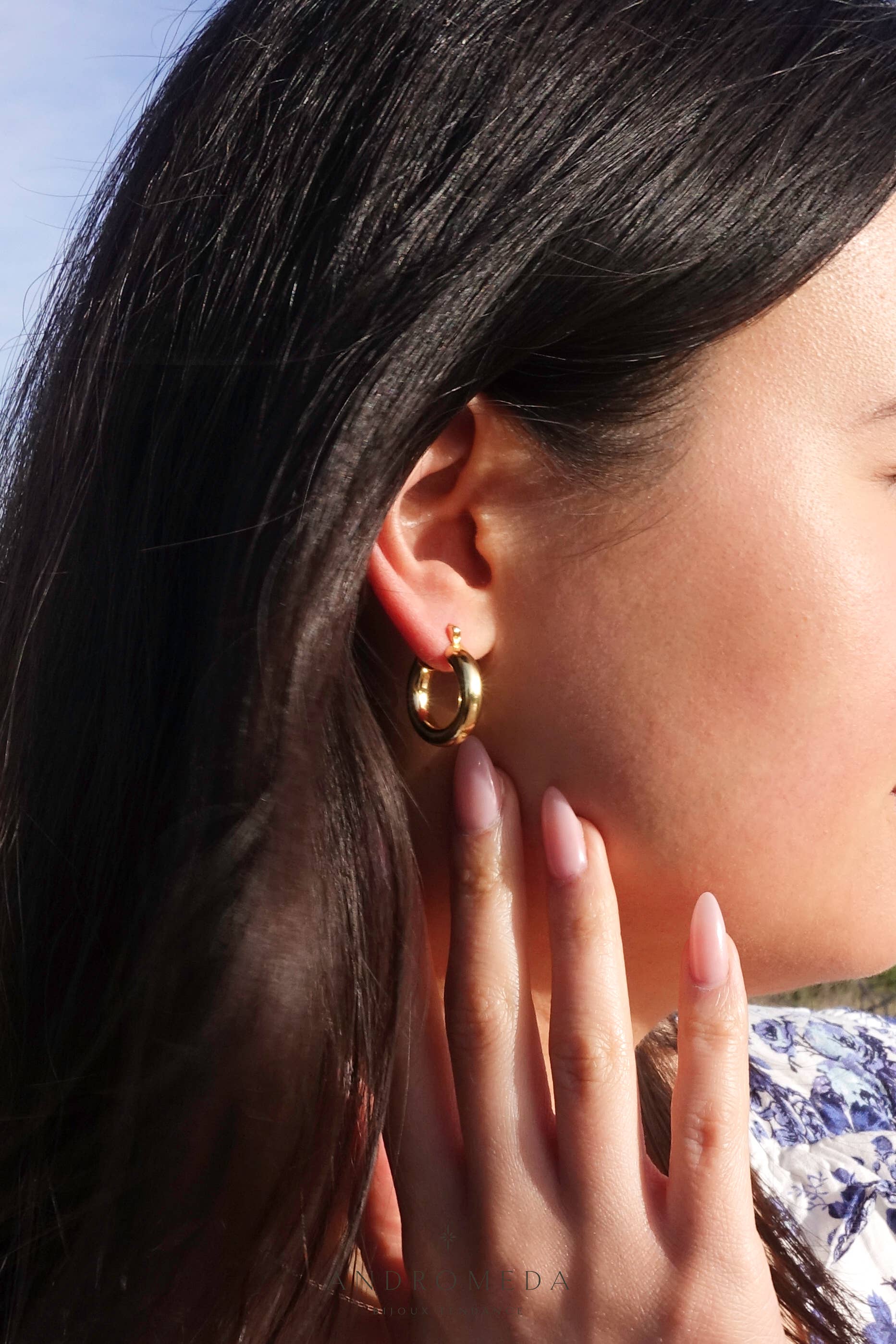 Andromeda Bijoux - Wholesale Hoop Earrings - Thick Bubble Hoops, Gold Vermeil or Sterling Silver Earrings2