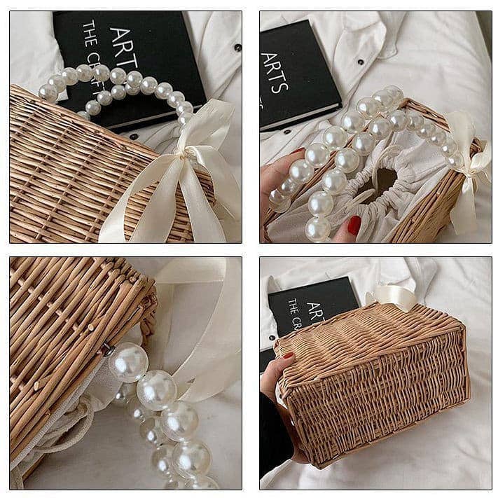 ElevateWell - Wholesale Beach Bag - Luxury Pearl Handle Straw Bag4