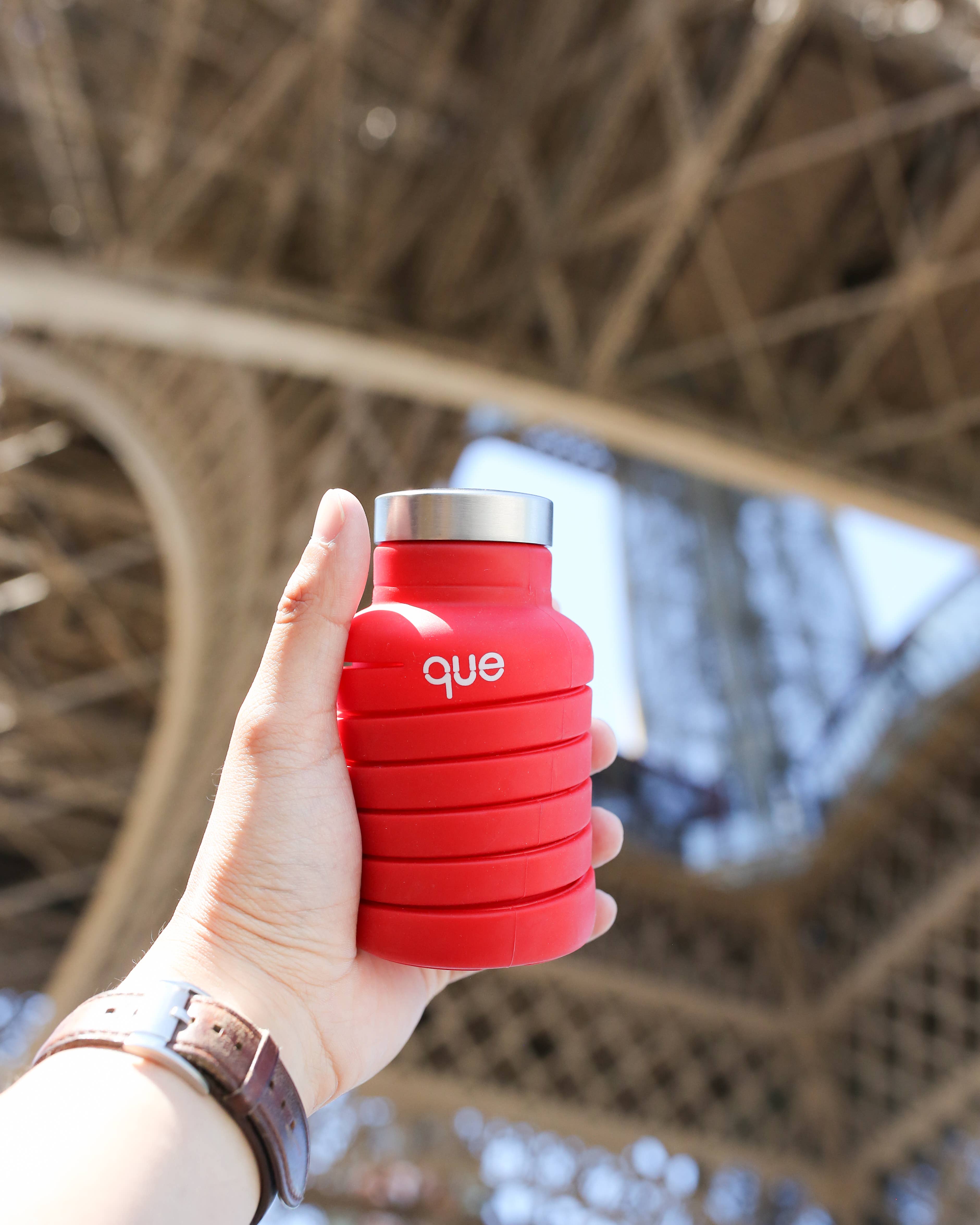 Que Factory - Wholesale Water Bottle - 20oz Collapsible Water Bottle - Bonfire Red2