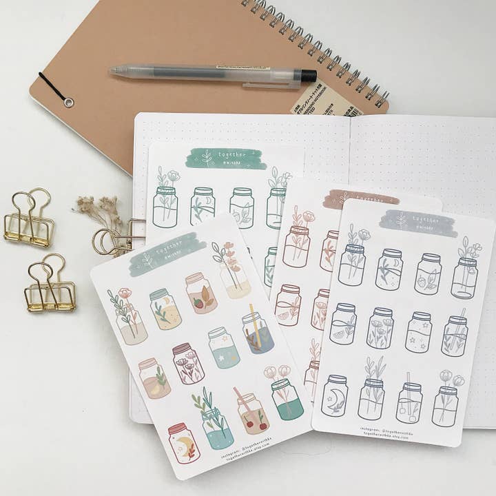 Magical Mason Jars Sticker Sheet for wholesale by togetherwithkx