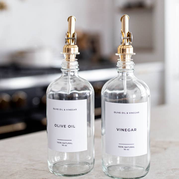 Luxe B Co - Wholesale Oil/Vinegar Dispenser - Olive Oil & Vinegar Glass Clear Bottles