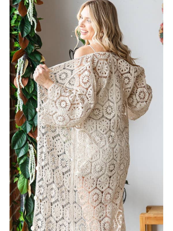 Crochet Button Down Long Dress for wholesale by Pink Irene Wholesale