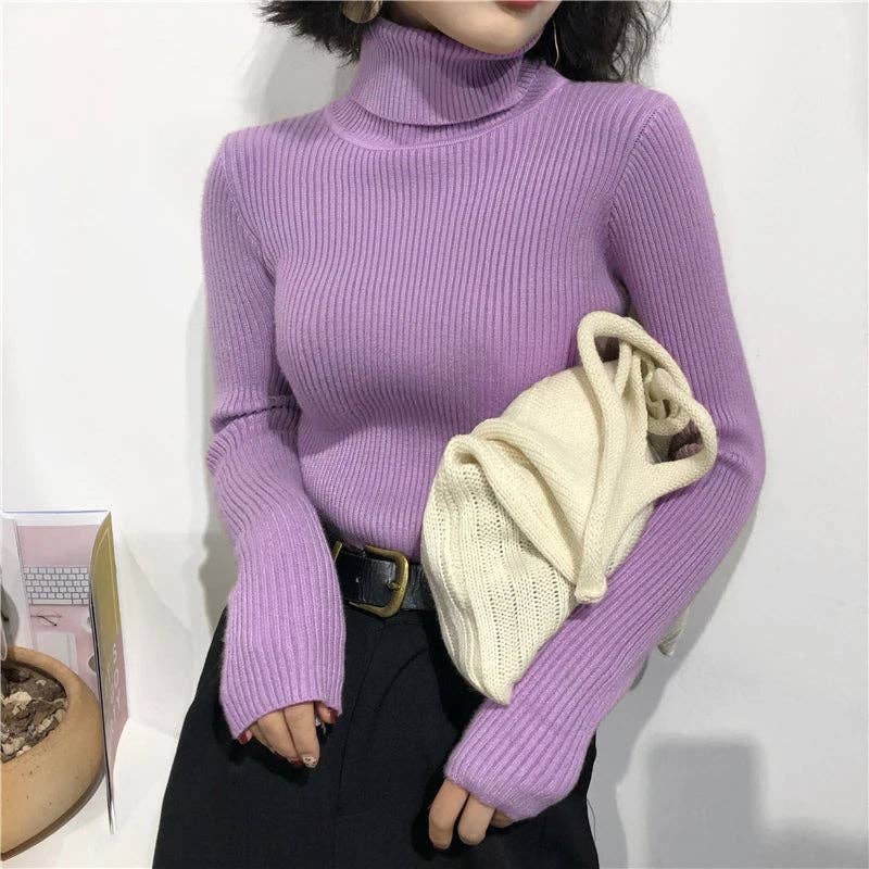 Blak Wardrob - Wholesale Knitted jumper – Women′s - Turtleneck Women Korean Sweater28