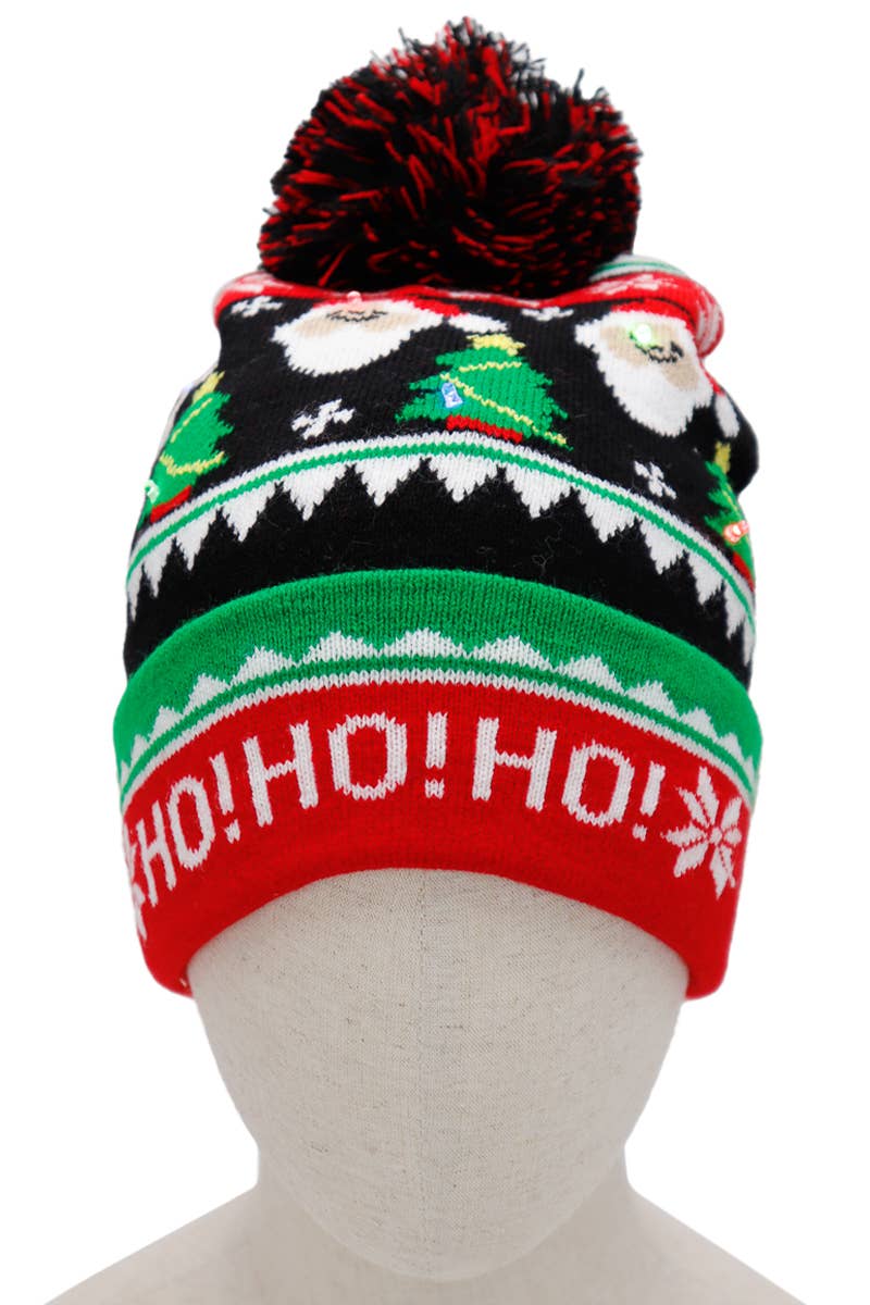 ASSORTED Christmas LED Light-Up Single Pom Beanie for wholesale on Faire2
