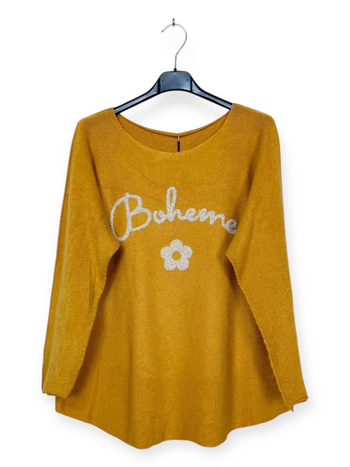 Lucky Nana - Wholesale Knit Sweater - Women's - AH 3165 - V-Neck Sweater with Bohemian Flocking15