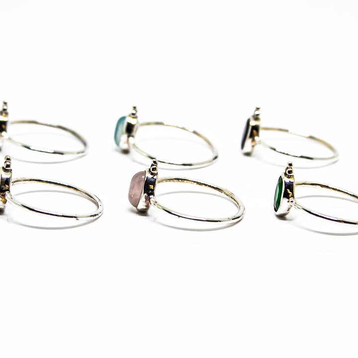 Quasar Gems USA - Wholesale Jewelry Set - Gemstone Ring Sterling Silver, Set Of 6 Ring, Size 6