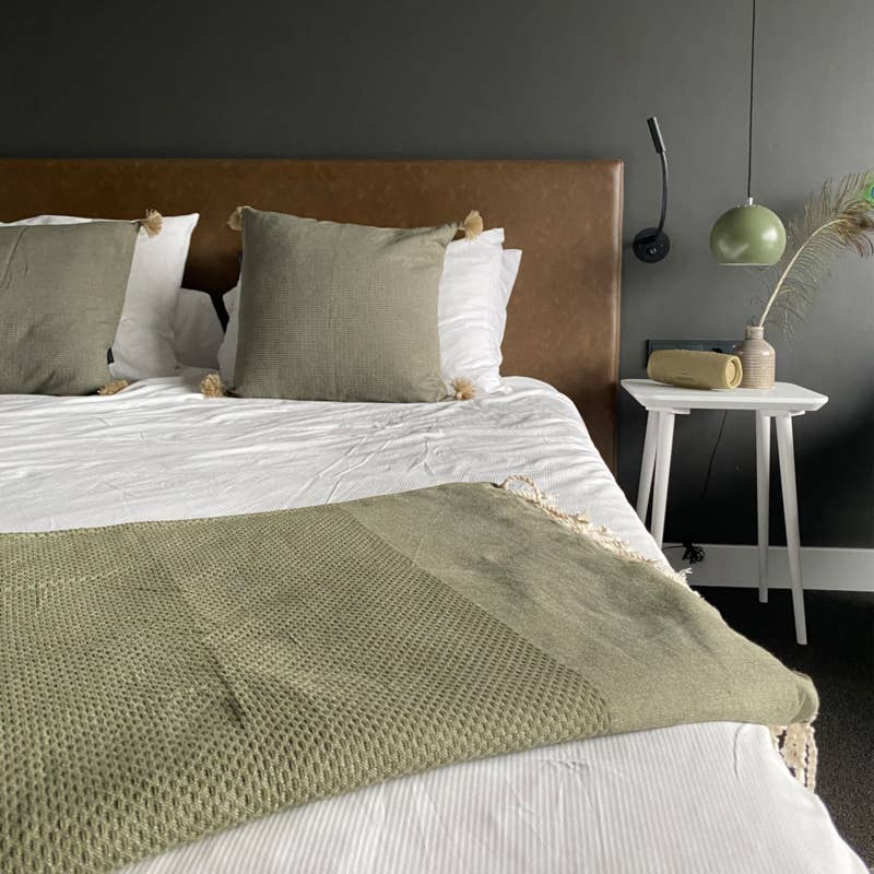 Lantara - Vendita all'ingrosso Plaid - Plaid Honeycomb color verde oliva 190x300 cm3