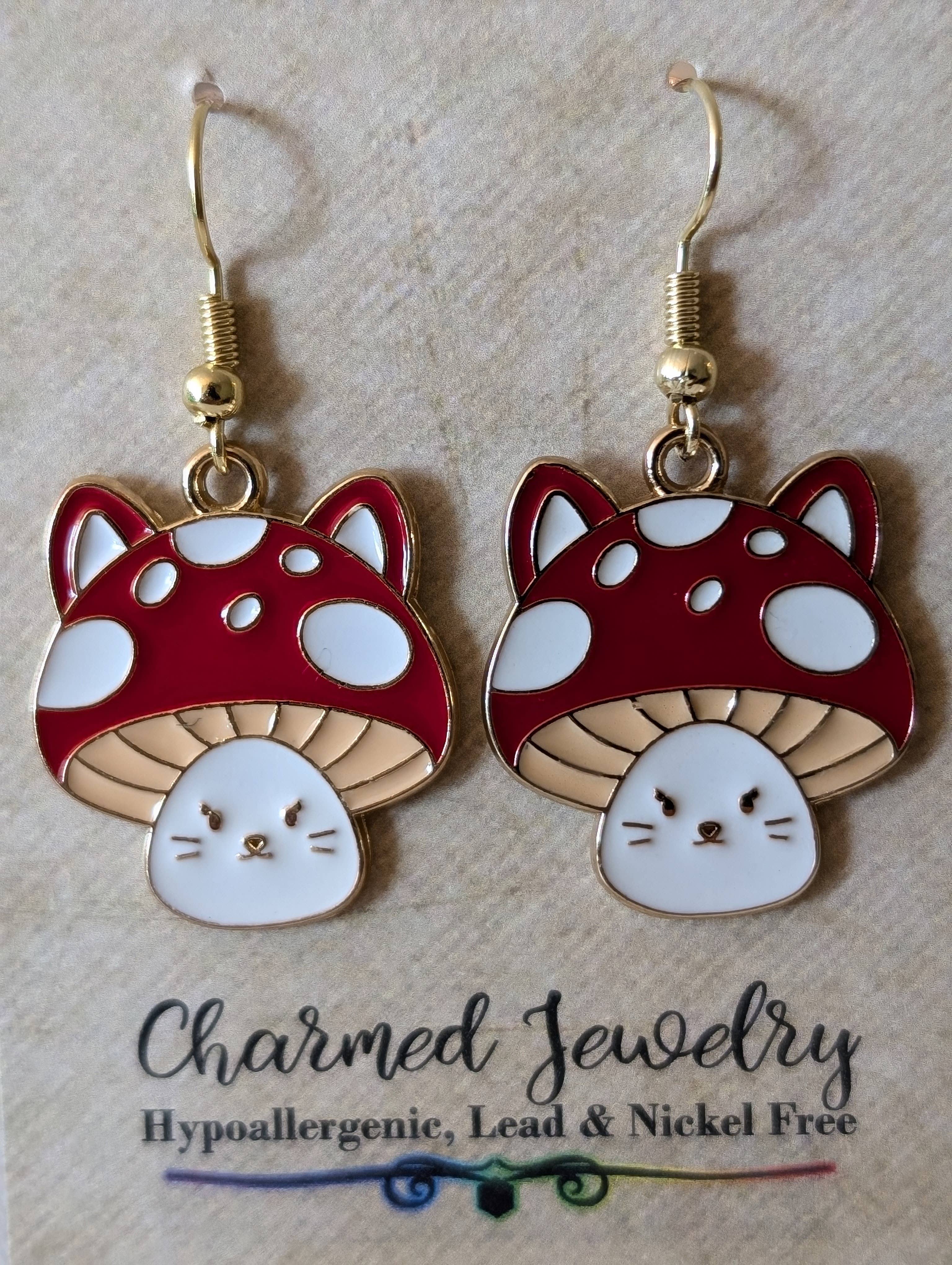 Con-Quest Crafts – Conjunto de joias por atacado – Brincos, Colares e Puxadores de Zíper de Cogumelos e Seta8