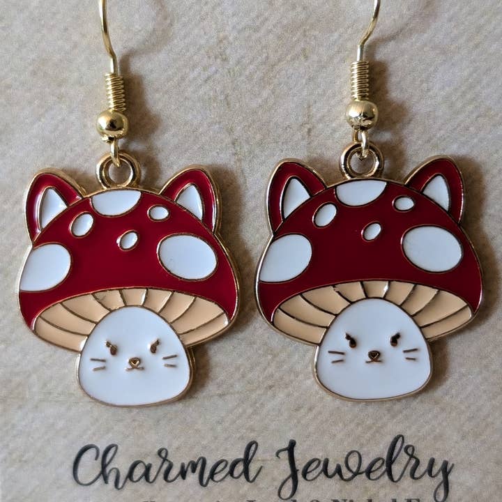 Con-Quest Crafts – Conjunto de joias por atacado – Brincos, Colares e Puxadores de Zíper de Cogumelos e Seta8