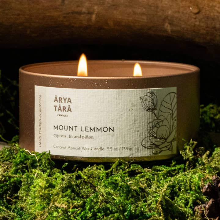 Arya Tara - Wholesale Travel Candles - Mount Lemmon Candle | Cypress, fir, pinyon | 5.5 oz tin3
