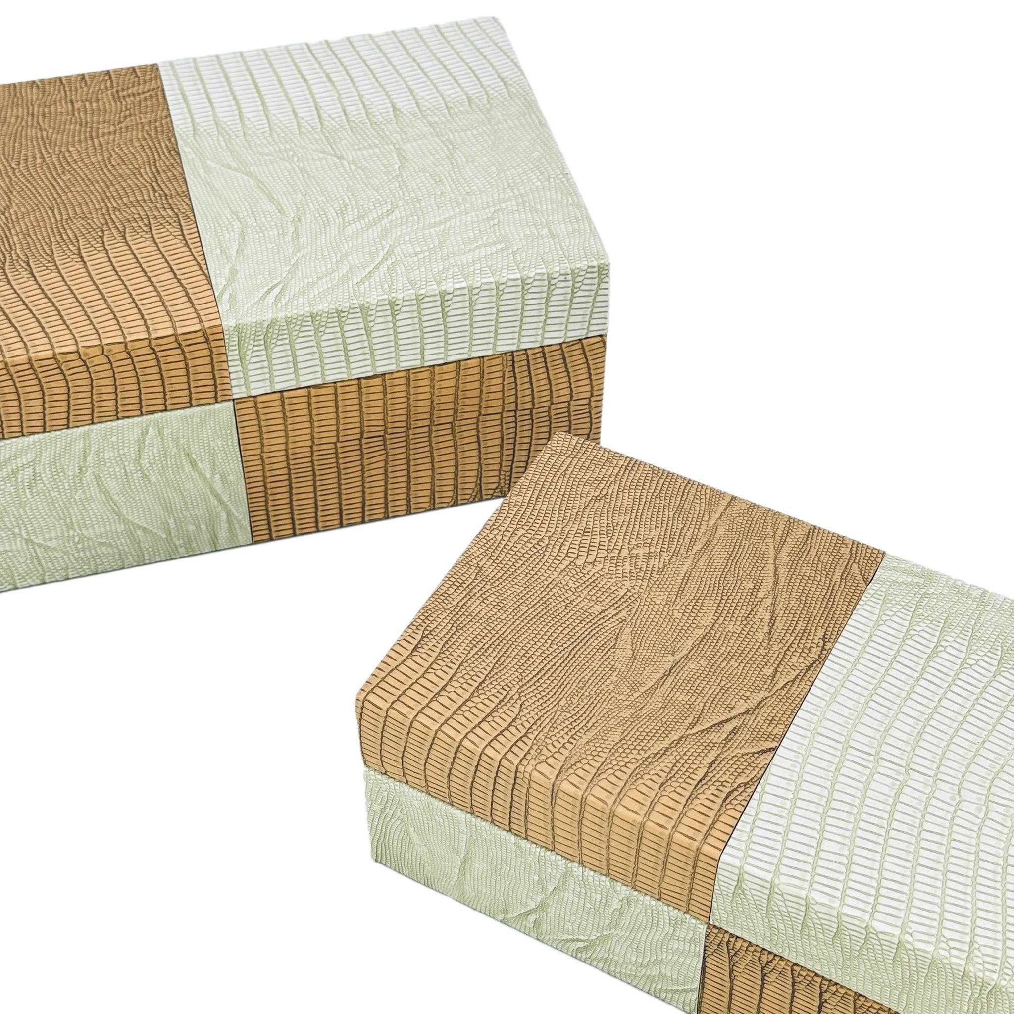 Galt International Company - Vente Boîtes décoratives - Coffret décoratif bicolore en cuir végétalien4