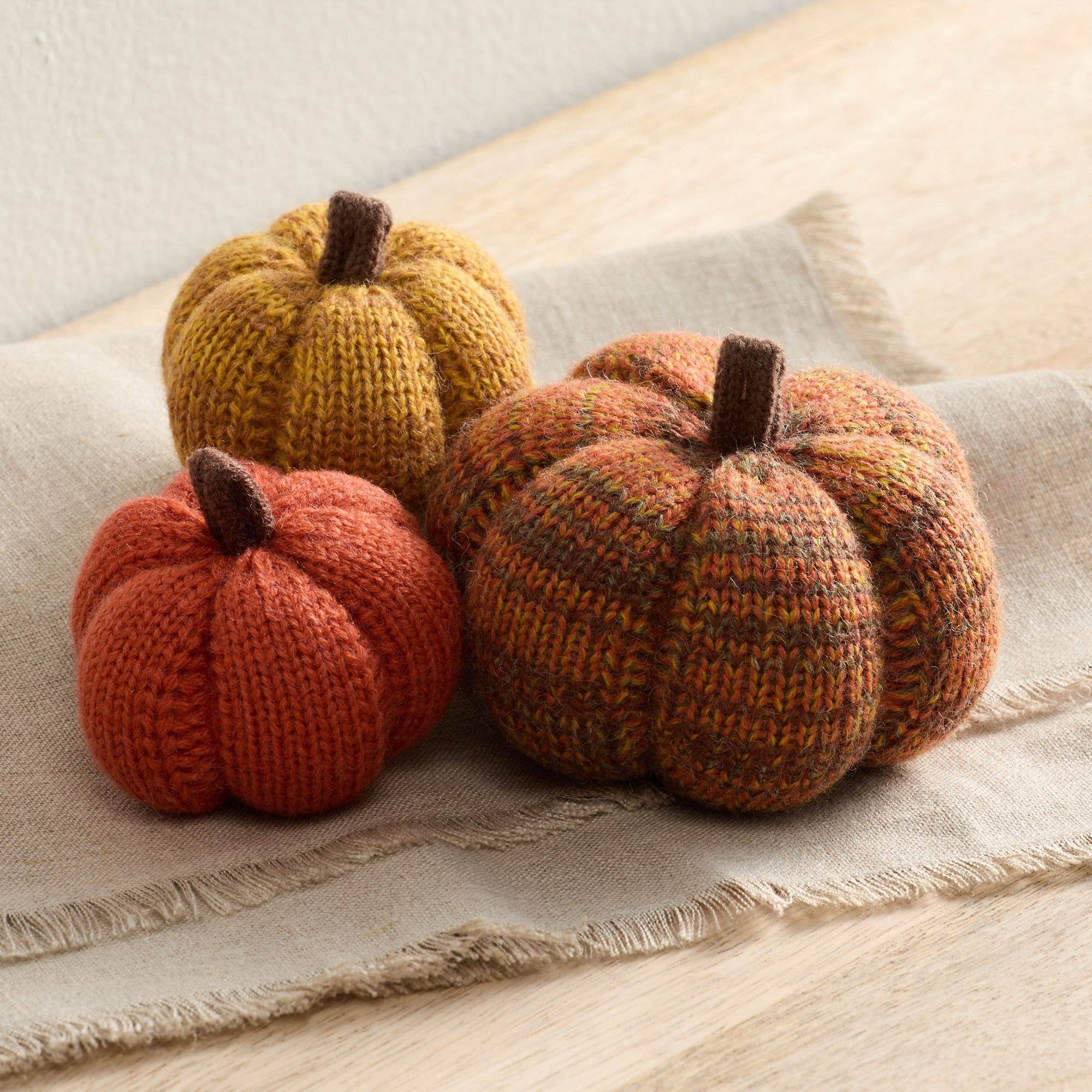 Your Heart's Content - Wholesale Decorative Tabletop Object - Cozy Pumpkins, Variegated Knit Yarn Colors, Handcrafted Gift8