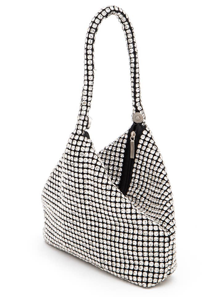 Full Stone Top Handle Soft Triangle Clutch Bag for wholesale by Artini Accessories