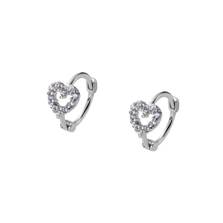 Perimade & Co. LLC - Wholesale Huggie earrings - Tiny Small Heart Huggie Hoop Earrings in 925 Sterling Silver2