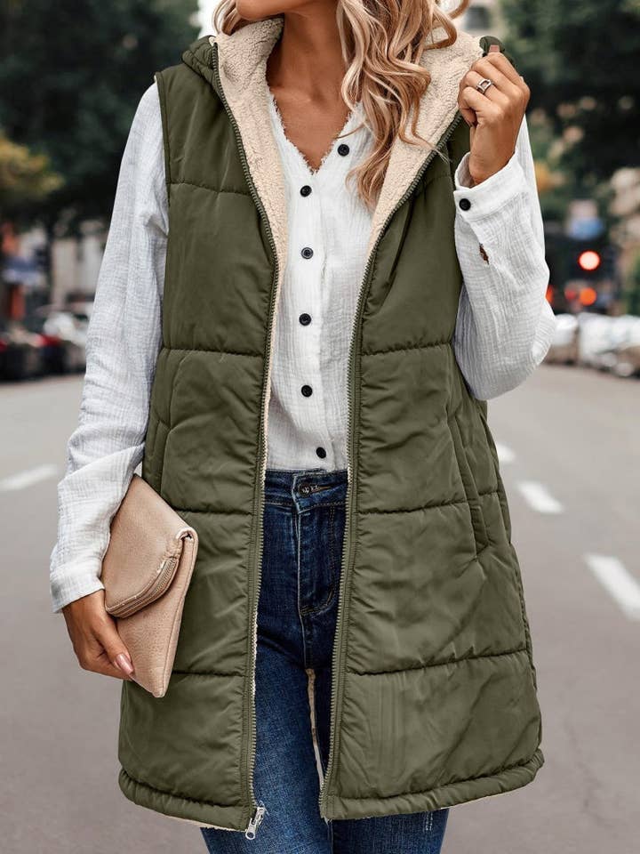 Solid Color Hooded Vest Jacket for wholesale by AZSHOP Trading LLC