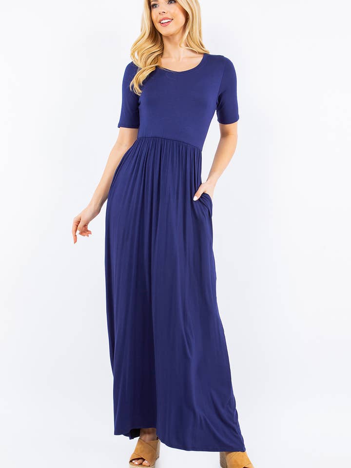 Celeste Clothing - Wholesale Dress - Women's - PLUS SIZE MODEST MAXI DRESS WITH POCKETS -CD23411T-PL11