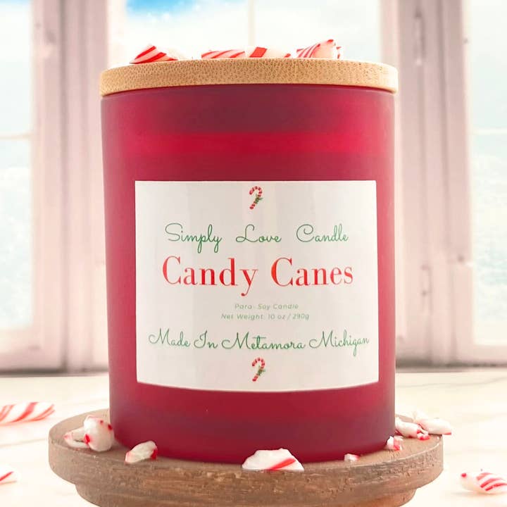 Vanilla + Mint 8 oz Red Candle with Bamboo Lid for wholesale by Simply Love Candle