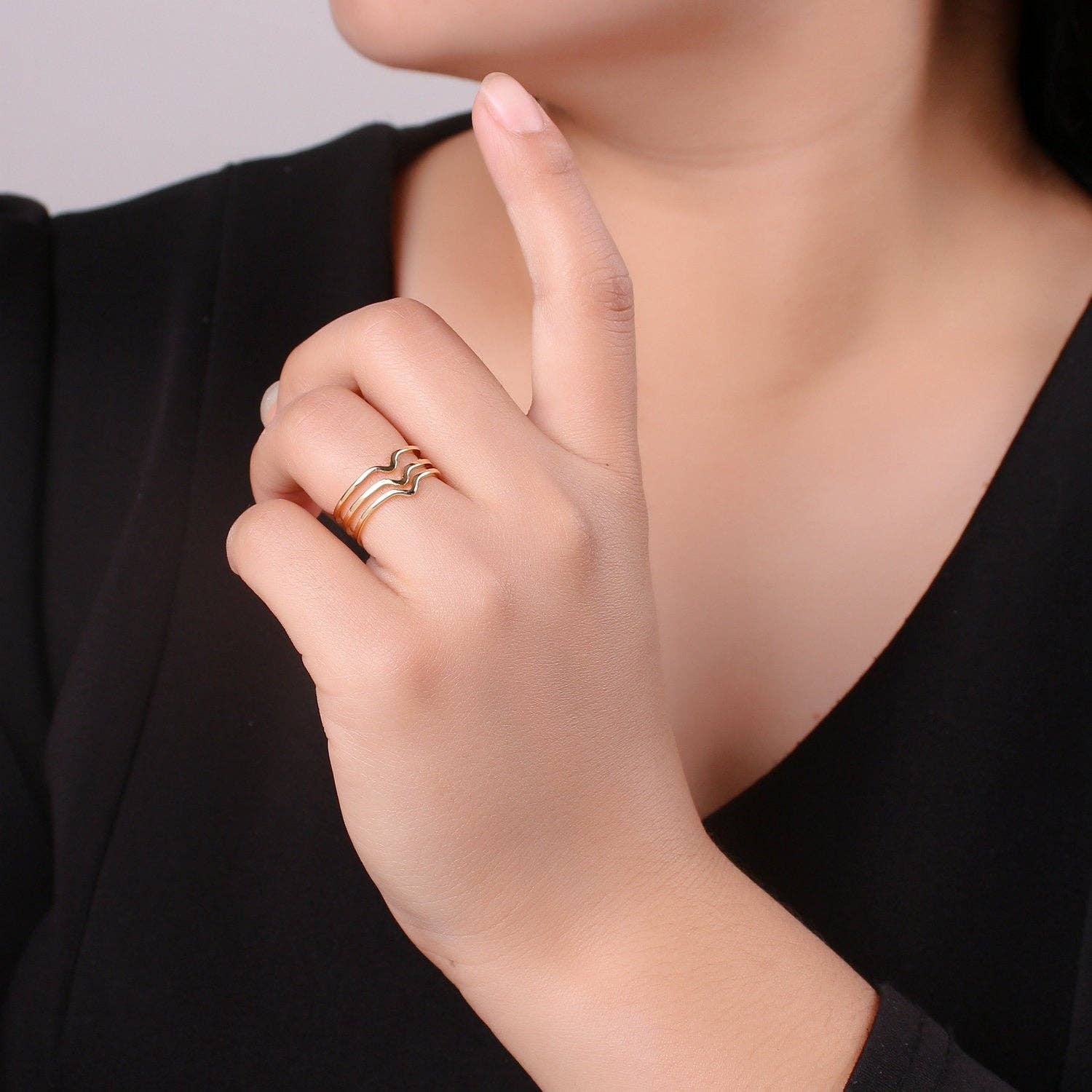 Aim Eternal - Wholesale Band/Stacked Ring - Dainty stacking rings, minimal gold ring set, stacking ring set, Boho Chic Jewelry, Knuckle Ring Set ,minimalist stacking rings, Midi Rings R1462