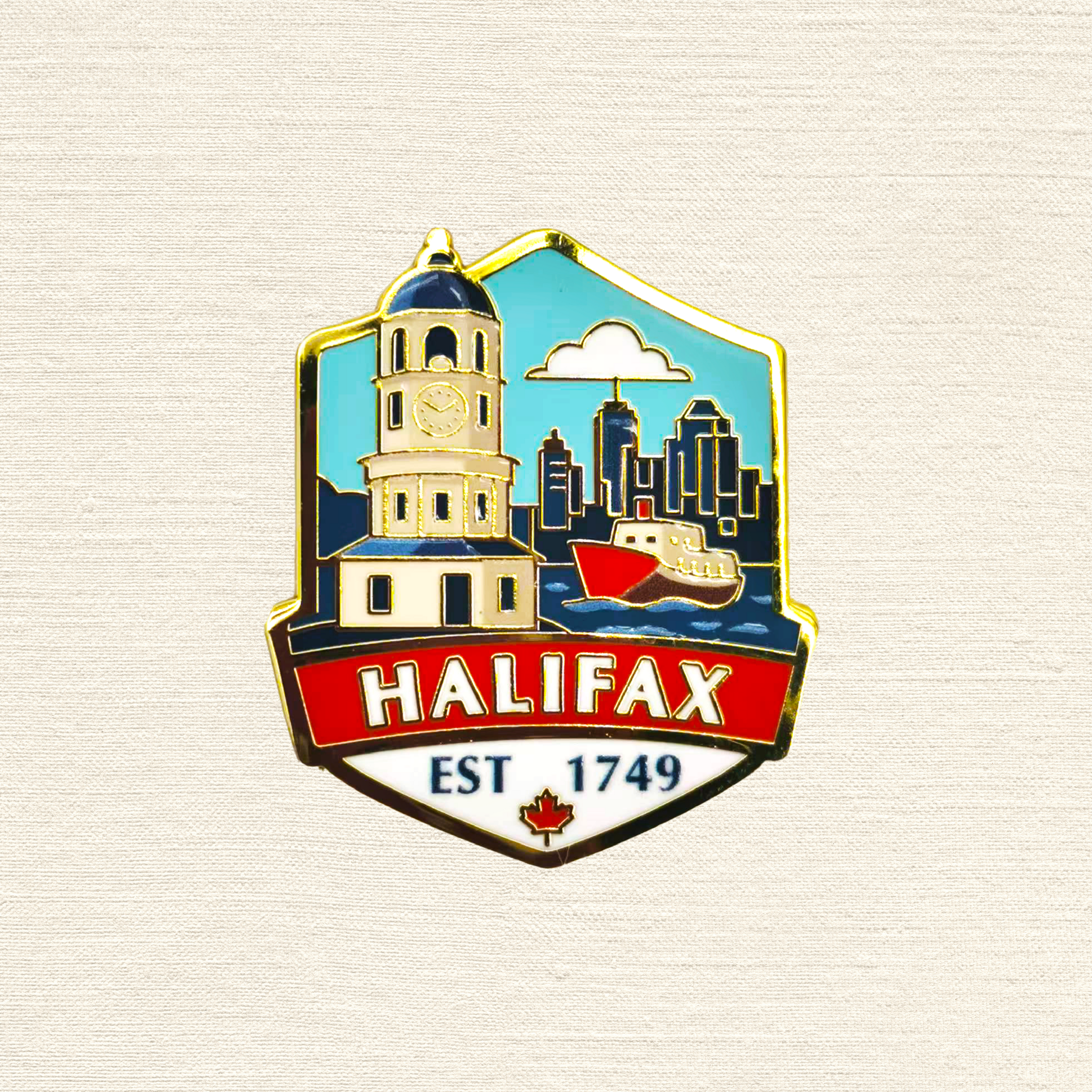 Northern Icons Canada - Wholesale Lapel Pin/Button - Halifax City Enamel Pin – Clock Tower and Harbor Canada Souvenir Gift0