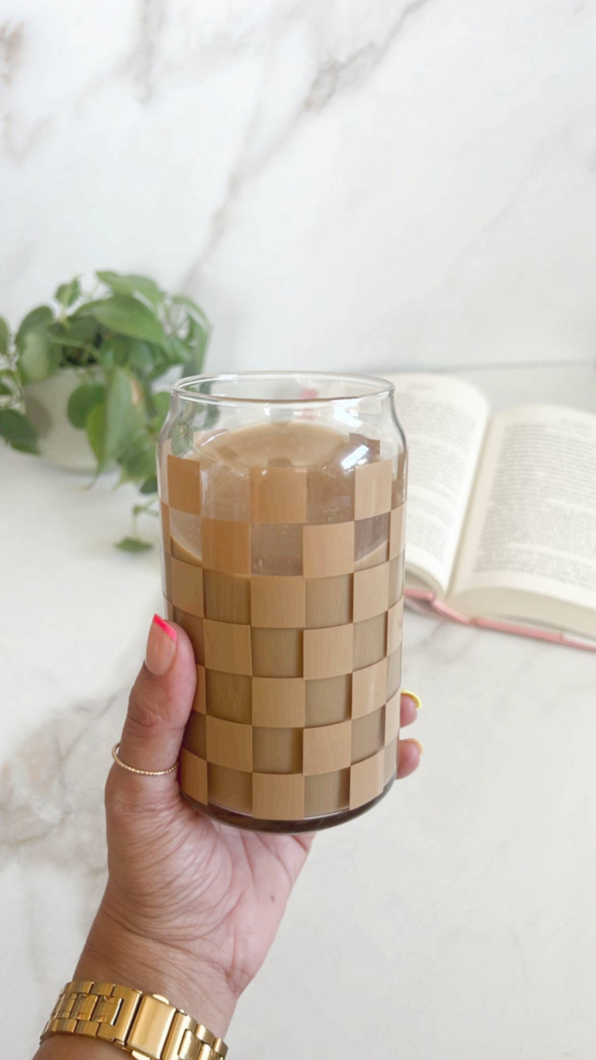 NVDSIGNZ - Wholesale Drinking Glass/Cup - Neutral Checkered Iced Coffee Glass,Libbey Beer Can Glass 5