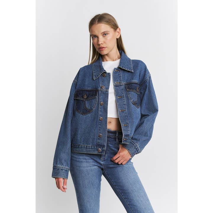 VESTE SURDIMENSIONNÉE AVEC POCHES EN FORME DE TRESSE pour la vente par Mica Denim