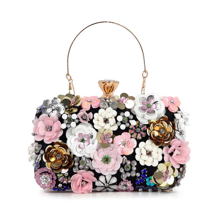 Handbag Express - Wholesale Clutch Bag - Women's - Raised Flower Beaded Evening Bag