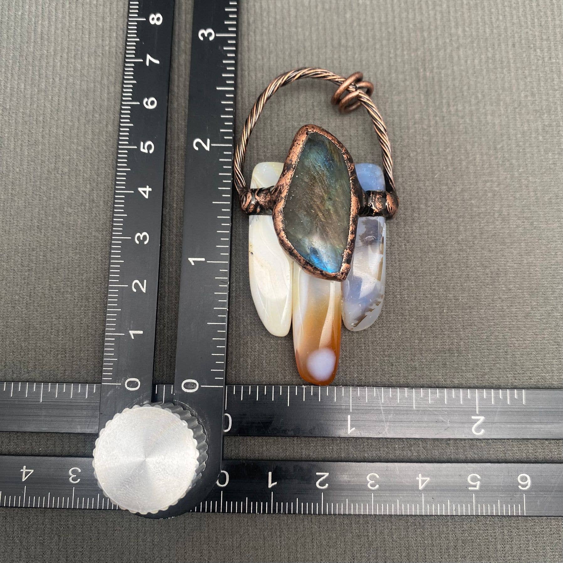 Mio Queena - Wholesale Spiritual Stone/Crystal - Vintage Agate & Anemousite Natural Stone Bronze Pendant - CS3