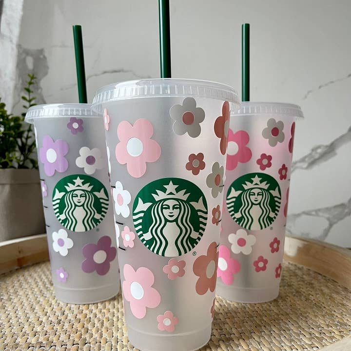 Retro Flowers Starbucks Tumbler for wholesale by Little Design Collective