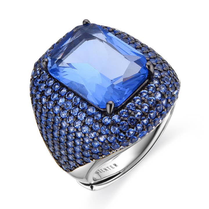 Luxenter ring i sterlingsilver 925 och safirfärgad zirkonia med rodiumfinish - Orva för wholesale av Luxenter