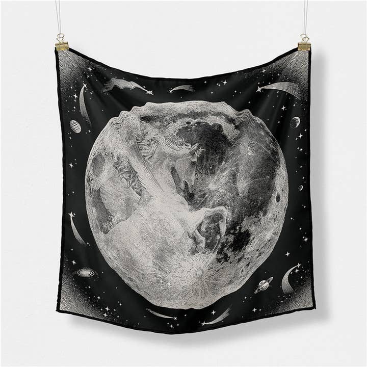 ACCITY - Wholesale Scarf - Women's - COSMIC SKY SILK SCARF TURBAN SQUARE SCARF_CWASC0653
