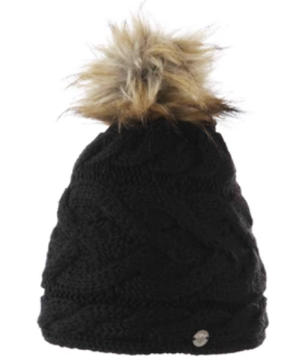 Screamer - Vente Bonnet – femme - Bonnet en laine tricoté à la main Jesslyn avec pompon en fausse fourrure2