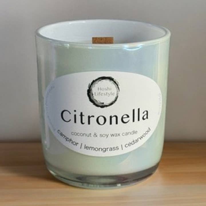 Citronella Hand Poured Candle - 8oz White Jar for wholesale by Hoshi Lifestyle