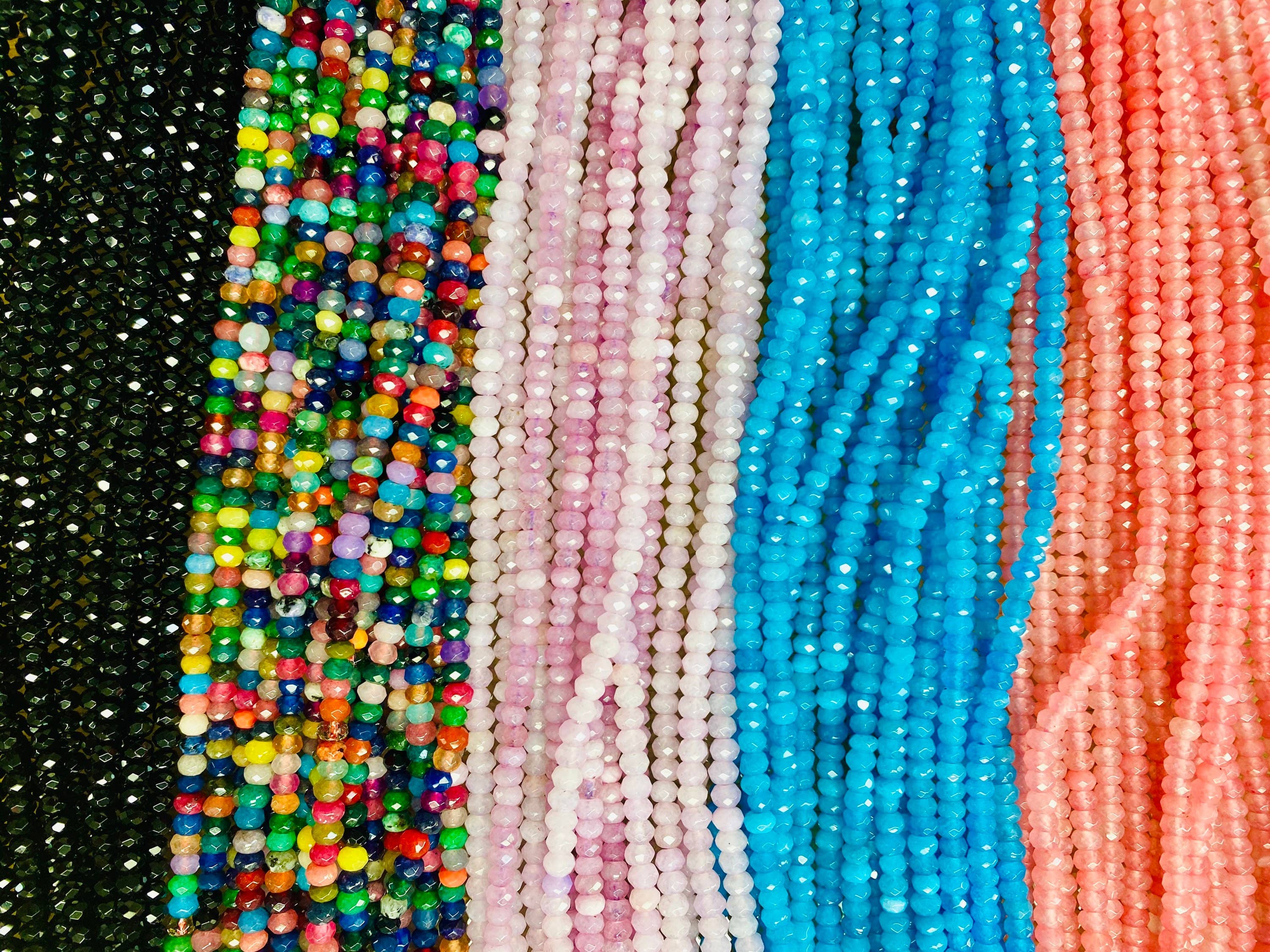 The Bead Bazaar - Wholesale Beads - Multicolor Bright Faceted Spacer Accent Beads, Dyed Jade Rondelle Beads, Small Beads, Bulk Beads For Jewelry Making, Jewelry Supplies, Disc Beads1