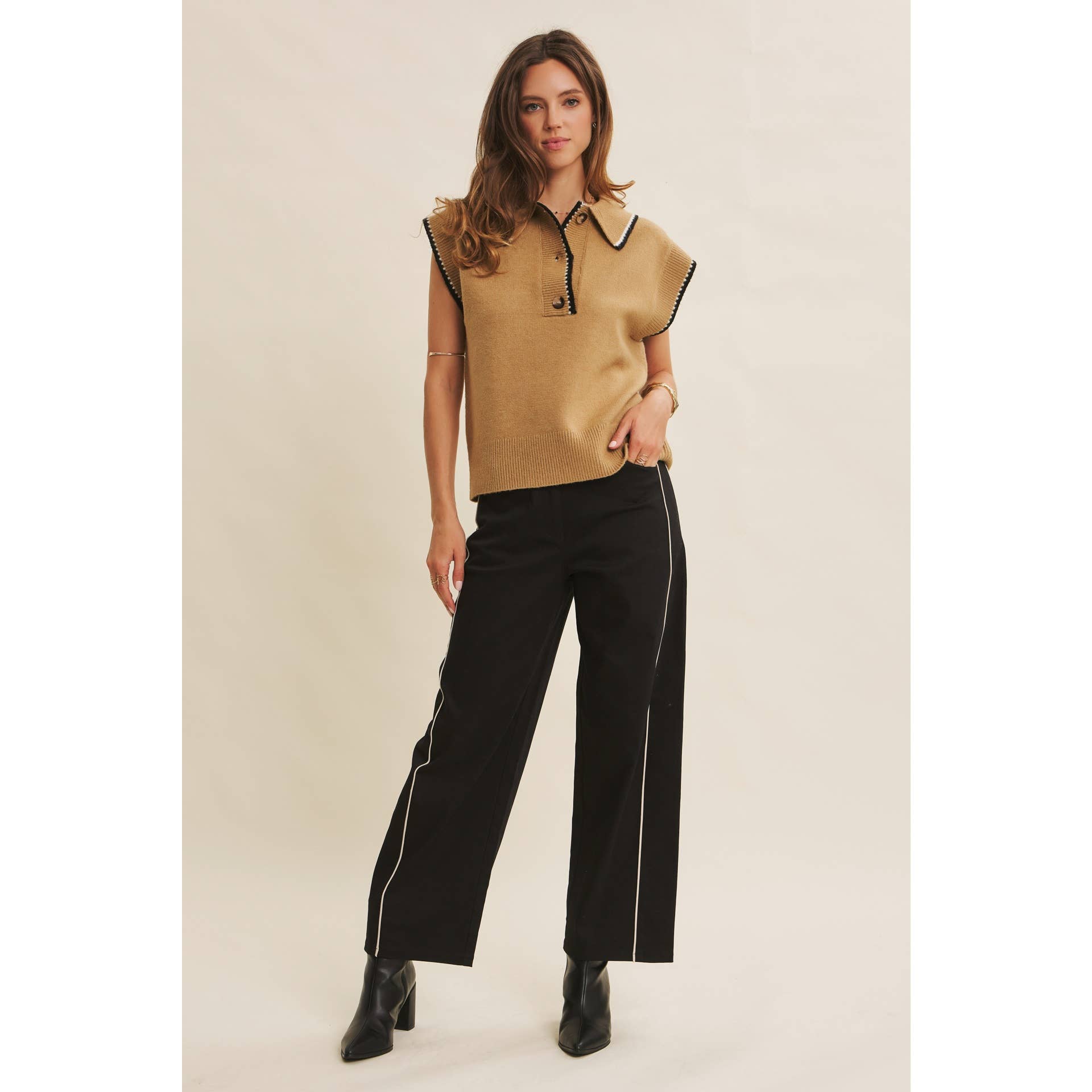 in february - Wholesale Pants - Women's - CLASSIC MEETS ELEVATED CAUSUAL PIPED TWILL BARREL-LEG PANTS13