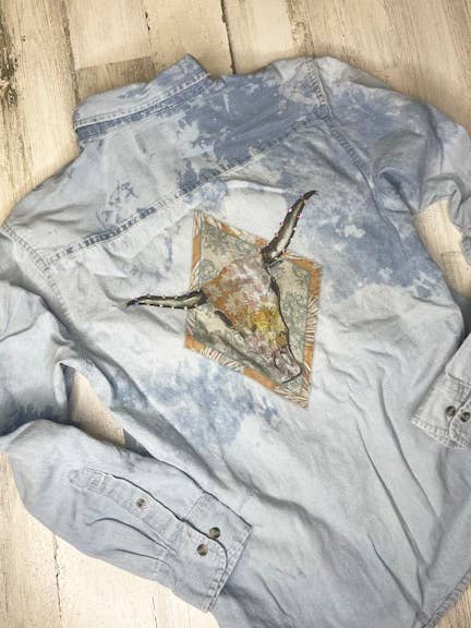 Boho-skalle i denim med handpålagda kristaller för wholesale av Raisin' Arrows