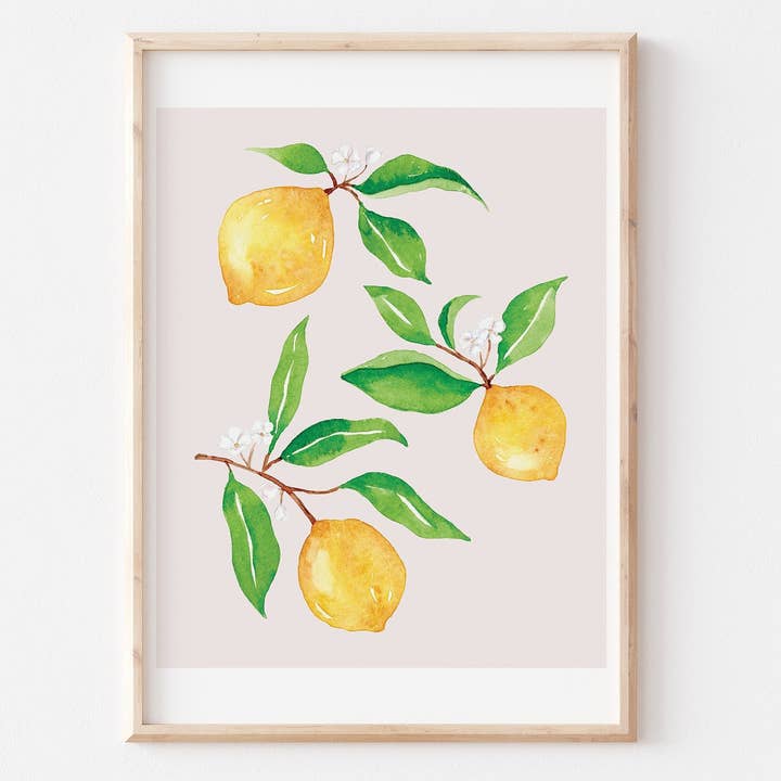 Watercolor Lemons Art Print Painting Wall Decor for wholesale by Art Ville Creations