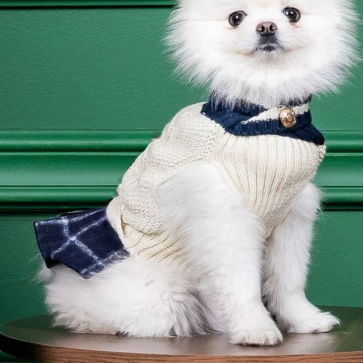 JK Sweater - Ivory / Navy Skirt for wholesale by PEBOT