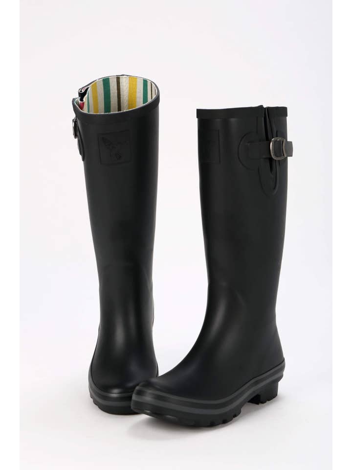 Evercreatures - Wholesale Rain Boots - Women's - Evercreatures All Black Plain Tall Wellies4