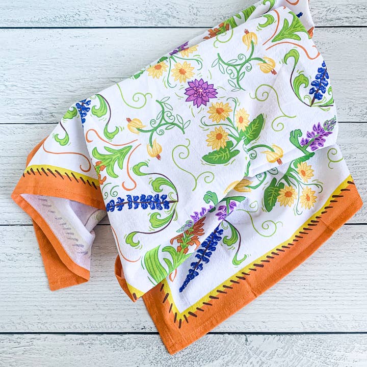 Corvidae drawings & designs - Wholesale Tea Towel - Fiori Wildflower Kitchen Tea Towel2