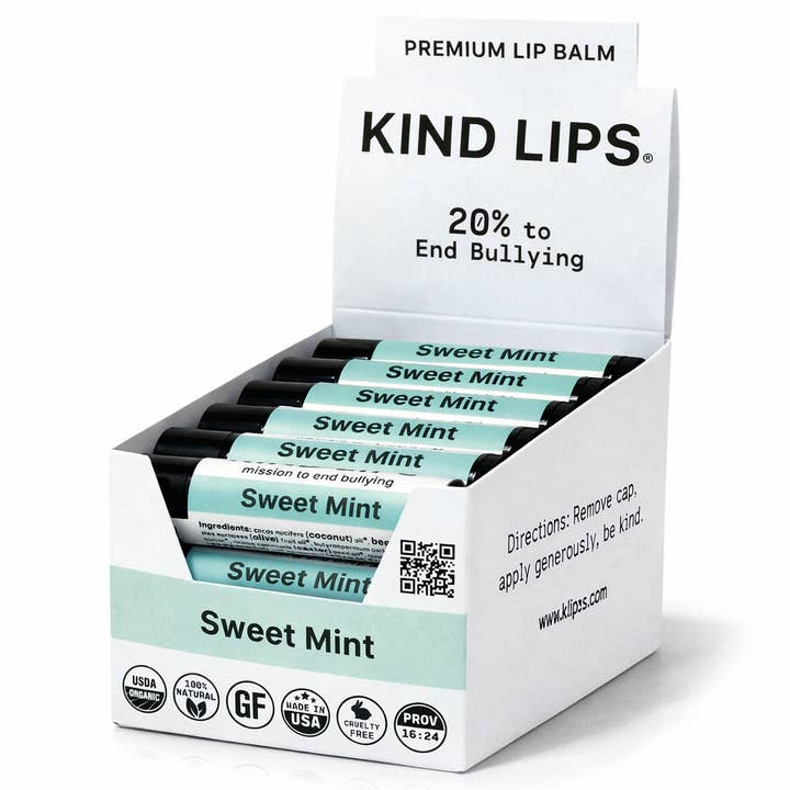 Sweet Mint Lip Balm, Organic, Pure, 12 Ct Cooling Lip Care for wholesale by Kind Lips