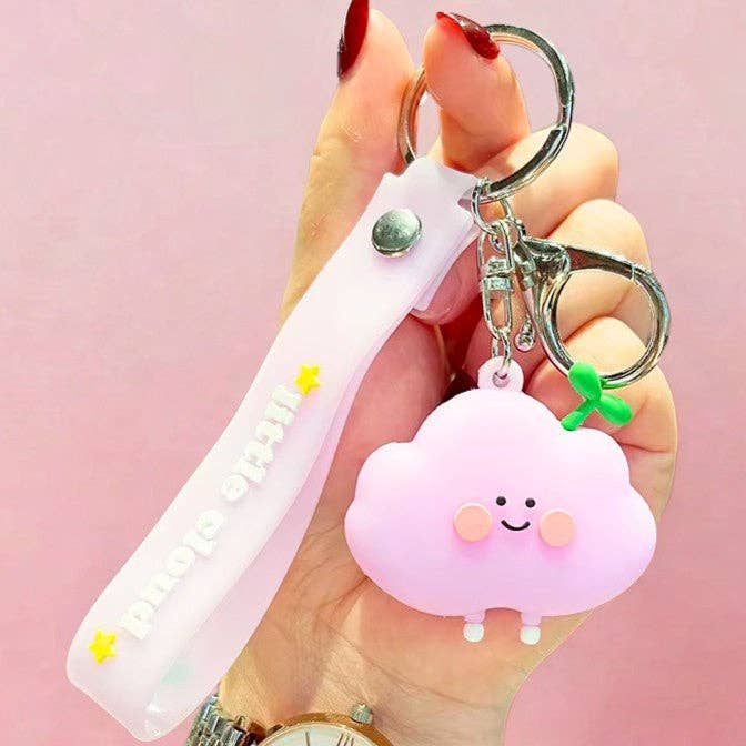 Pink Kawaii Little Cloud Keychain for wholesale on Faire0