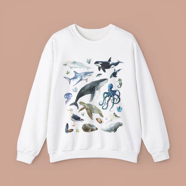 KILLER RETRO - Wholesale Graphic Sweatshirt - Unisex - Vintage Ocean Animals Retro Sweatshirt1