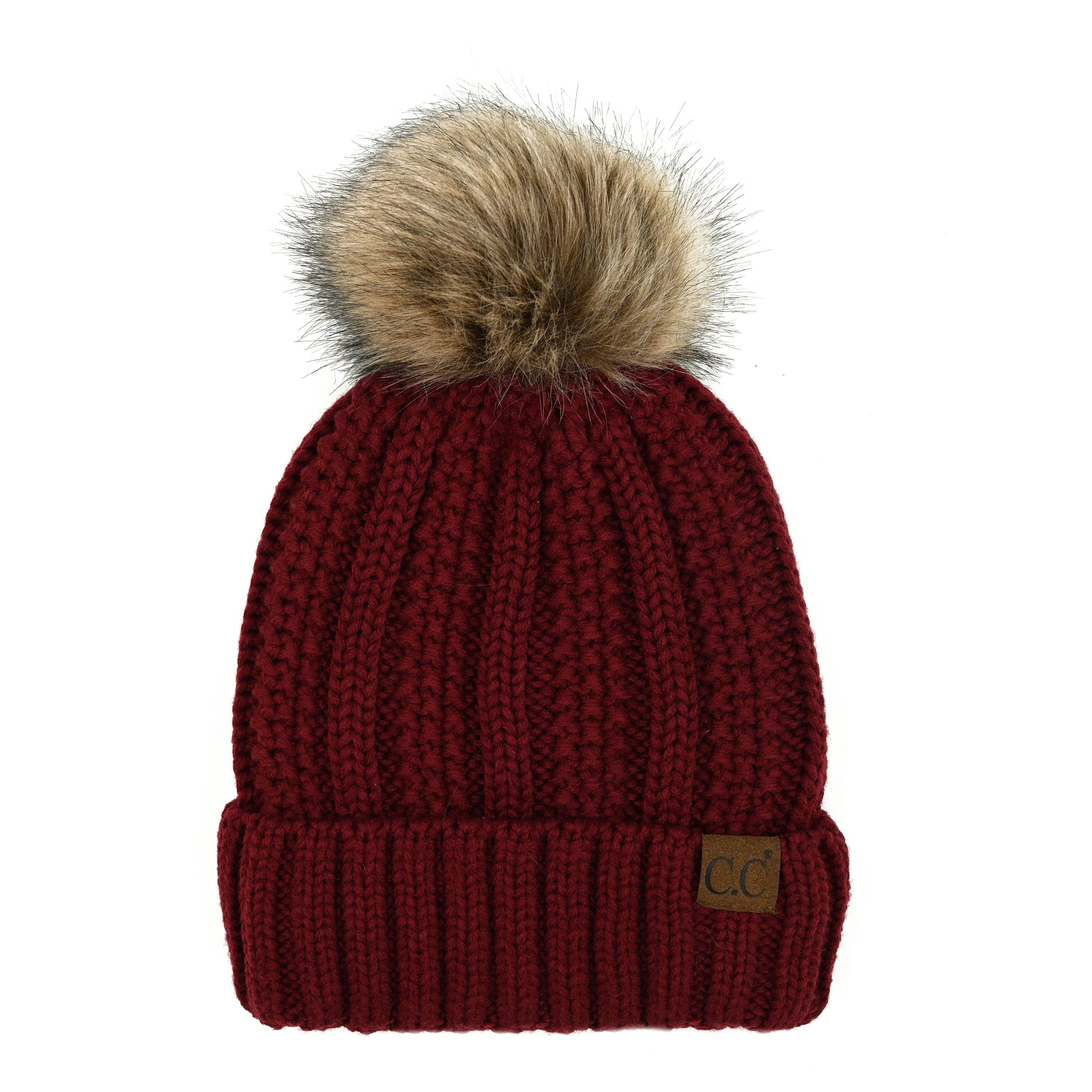 Truly Contagious – Großhandel Beanie – Damen – CC Mütze mit auffälligem Kunstpelz-Bommel (YJ-820)11