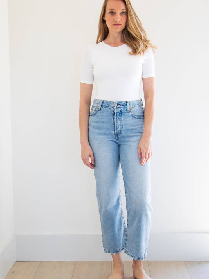 Pavani Tee Bodysuit in White for wholesale by PRIV Collections