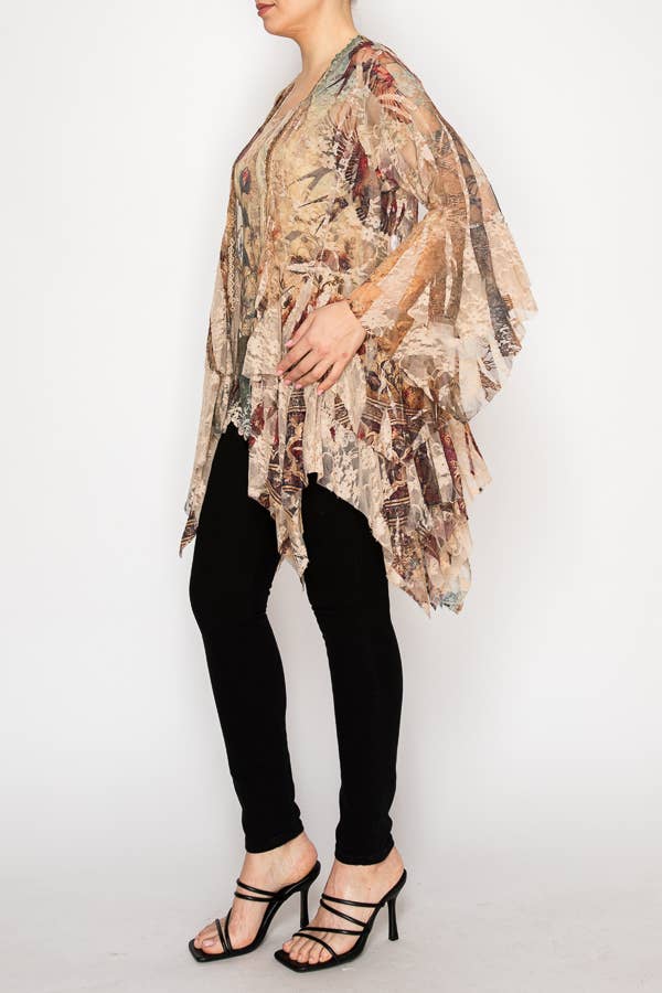 Classic All Lace Cardigan with Tiered Layers - 4618TP VINT BIRD for wholesale on Faire1