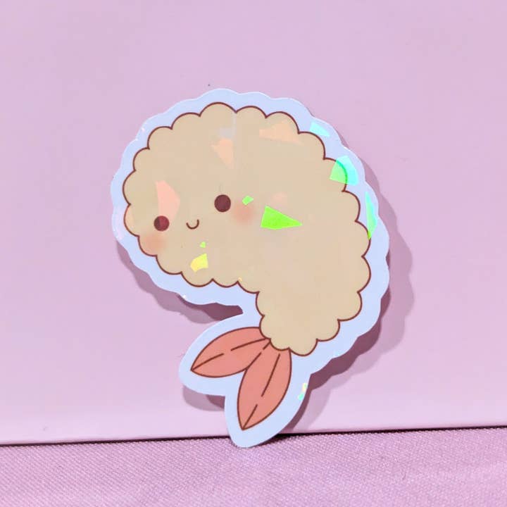 Shrimp Tempura Holographic Sticker for wholesale by Oshkico