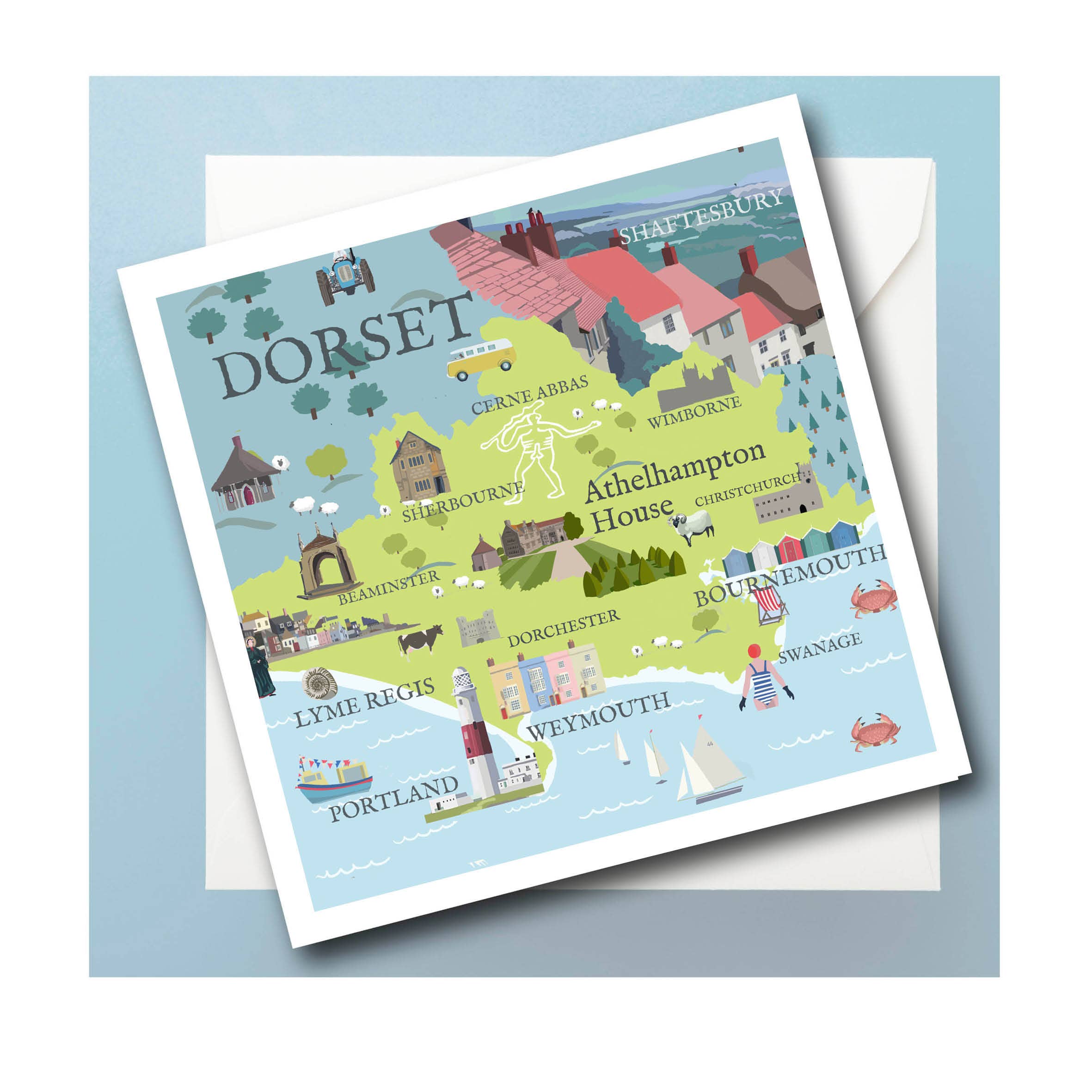 BETTY BOYNS MAPS - Wholesale Everyday Greeting Card - Greeting Card Dorset Map0