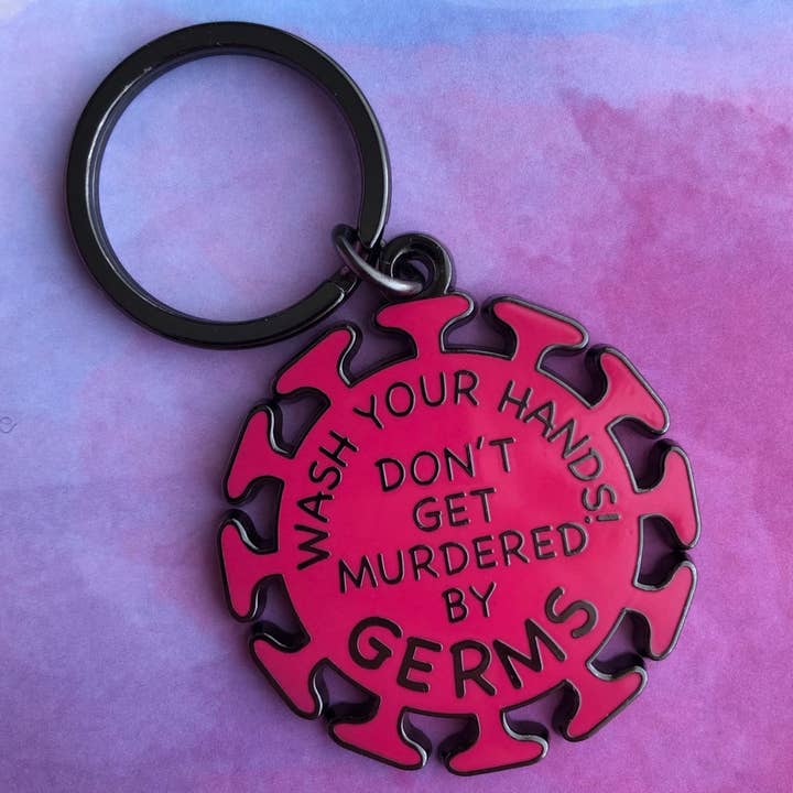 Don't Get Murdered By Germs Keychain - H1N1 Edition for wholesale by Rad Girl Creations