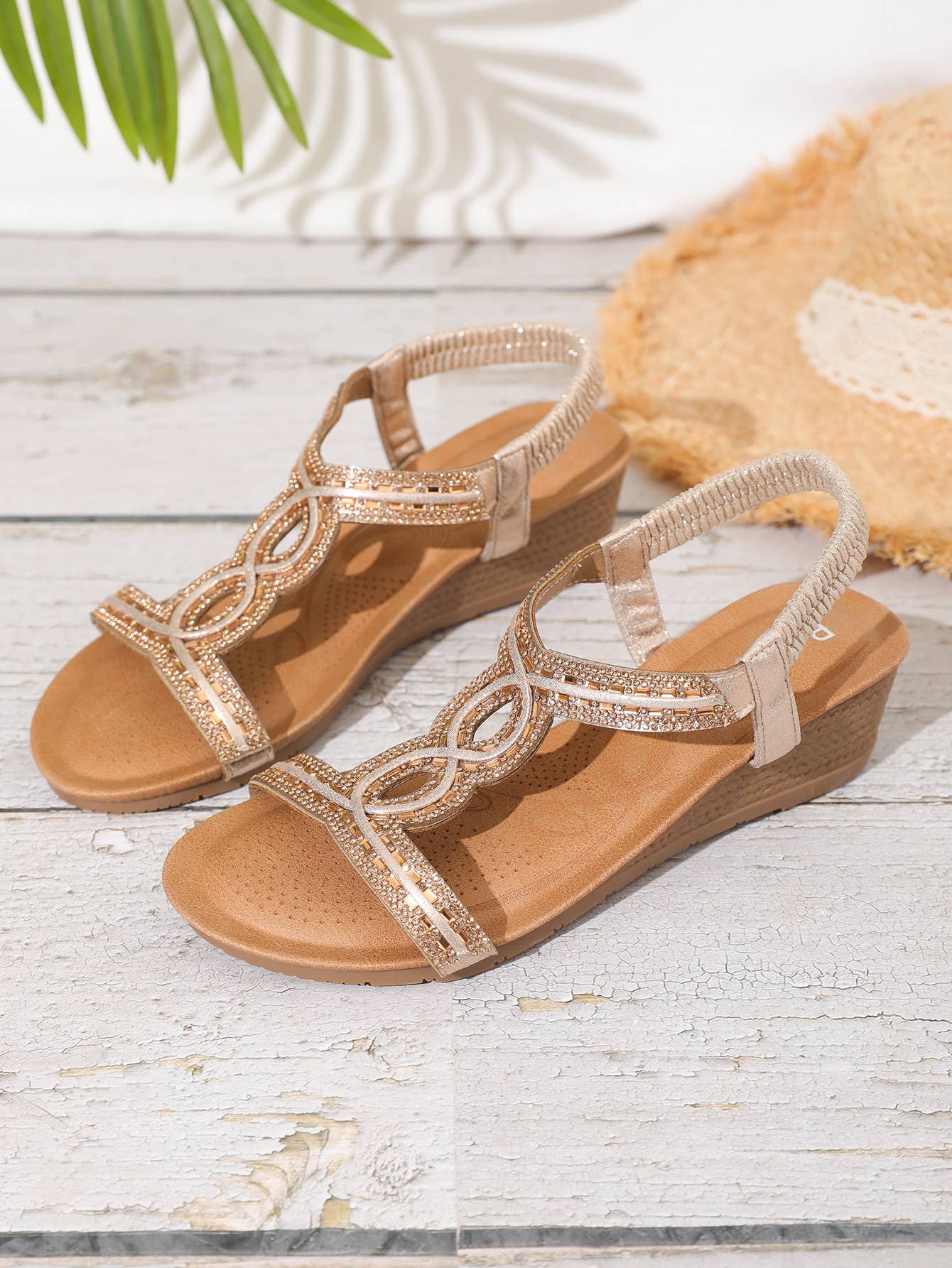 Rentoes – wholesale Sandals – Women's – Ladies' Full Diamante Braided Strap Wedged Sandal JS698-3117