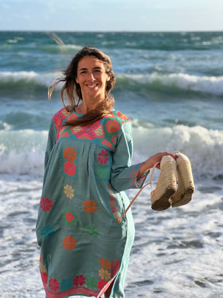 Kinomy - Wholesale Kaftan - Women's - Embroidered cotton kaftans, colorful kaftan, boho kaftan.4